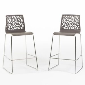 wohnli-moebel-suche-M25012020-1 2er-Set Küchenhocker Kunstharz mit Glasfaser taupe 47x95x43cm Harz Taupe Siediti Fuori e Dentro Möbel Esszimmermöbel Barhocker