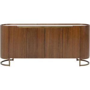 Wohnli Möbelsuche - Sideboard mit 4 Türen aus Walnuss-Holz und Edelstahl
