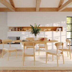 wohnli-moebel-suche-M25012733-1 Tisch und Stühle aus hellem Holz für 6 Personen 170x75x90cm Holz Braun Rendez-Vous Déco Möbel Esszimmermöbel Tisch- und Stuhlset für den Außenbereich