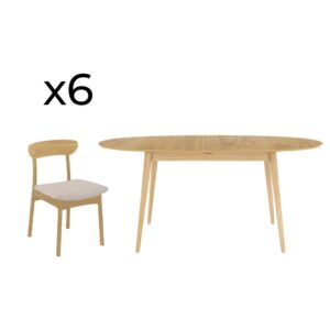 wohnli-moebel-suche-M25012733 Wohnli Möbelsuche - Tisch und Stühle aus hellem Holz für 6 Personen