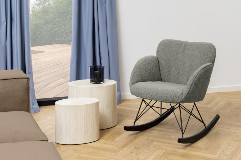 Set aus 2 ovalen Tischen in Marmoroptik 33x40x0cm PVC und Synthetik Beige Mathi Design Möbel Wohnzimmermöbel Couchtische