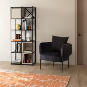 wohnli-moebel-suche-M25014941-1 Cordsessel mit Metallbeinen 70x61 h72 cm 70x73x61cm Stoff Schwarz That's Casa Sofas und Sessel Sessel, Poufs und Fußbänke Sessel