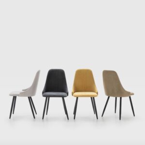wohnli-moebel-suche-M25015009-1 4er-Set Stühle aus Stoff und schwarzen Metallbeinen 44x44 h91 cm 45x91x45cm Stoff Grau That's Casa Möbel Esszimmermöbel Stühle
