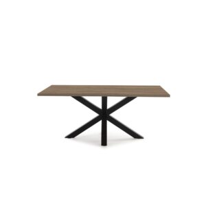 Rechteckiger Tisch mit Eisengestell für 6/8 Personen 180x76 cm 180x77x100cm Holz Braun That's Casa Möbel Esszimmermöbel Esstische