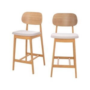 wohnli-moebel-suche-M25015109 Wohnli Möbelsuche - 2er Set Kücheninsel-Stühle 66 cm aus hellem Holz und beigem Stoff