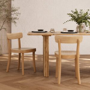 2er Set helle Holzstühle 44x75x48cm Holz Braun Rendez-Vous Déco Möbel Esszimmermöbel Stühle