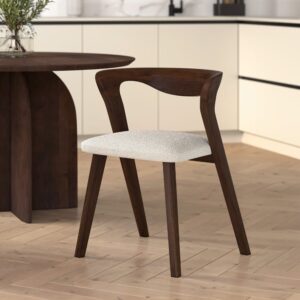 wohnli-moebel-suche-M25015111-1 Dunkles Gummibaumholz Stuhl mit cremefarbener Boucle ткани 54x73x55cm Holz Braun Maison Pavane Möbel Esszimmermöbel Stühle