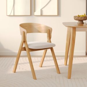 wohnli-moebel-suche-M25015119-1 Stuhl aus Gummibaumholz und beigefarbenem Stoff 49x76x54cm Holz Beige Maison Pavane Möbel Esszimmermöbel Stühle