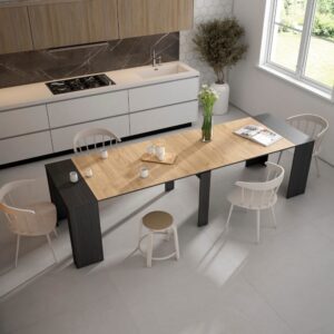 302x77x90cm Spanplatte Schwarz Skraut home Möbel Wohnzimmermöbel Konsolentische