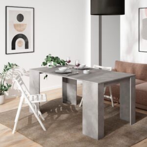 Ausziehbare Konsole Holzeffekt 160x90x77cm Zement 160x77x90cm Spanplatte Grau Skraut home Möbel Wohnzimmermöbel Konsolentische