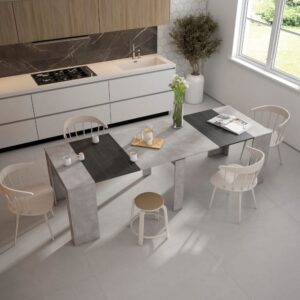wohnli-moebel-suche-M25015340-1 Ausziehbare Konsole Holzeffekt 262x90x77cm Zement 262x77x90cm Spanplatte Grau Skraut home Möbel Wohnzimmermöbel Konsolentische