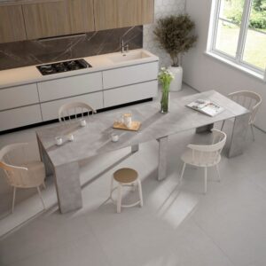 wohnli-moebel-suche-M25015341-1 Ausziehbare Konsole Holzeffekt 302x90x77cm Zement 302x77x90cm Spanplatte Grau Skraut home Möbel Wohnzimmermöbel Konsolentische
