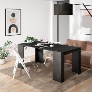 180x77x90cm Spanplatte Schwarz Skraut home Möbel Wohnzimmermöbel Konsolentische