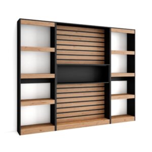 wohnli-moebel-suche-M25015365 Wohnli Möbelsuche - Bücherregal Holzeffekt 230x25x186cm Eiche und Schwarz