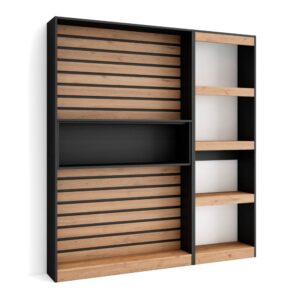 wohnli-moebel-suche-M25015369 Wohnli Möbelsuche - Bücherregal Holzeffekt 170x25x186cm Eiche und Schwarz