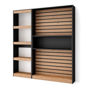 wohnli-moebel-suche-M25015371 Wohnli Möbelsuche - Bücherregal Holzeffekt 170x25x186cm Eiche und Schwarz