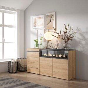 157x75x35cm Spanplatte Beige Skraut home Möbel Schlafzimmermöbel Kommoden