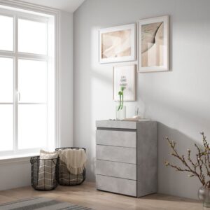 Kommode Holzeffekt 57x35x75cm Zement 57x75x35cm Spanplatte Grau Skraut home Möbel Schlafzimmermöbel Kommoden