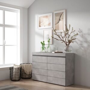 wohnli-moebel-suche-M25015387-1 Kommode Holzeffekt 114x35x75cm Zement 114x75x35cm Spanplatte Grau Skraut home Möbel Schlafzimmermöbel Kommoden