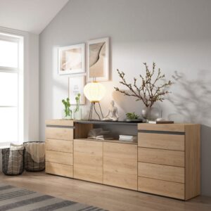 214x75x35cm Spanplatte Beige Skraut home Möbel Schlafzimmermöbel Kommoden