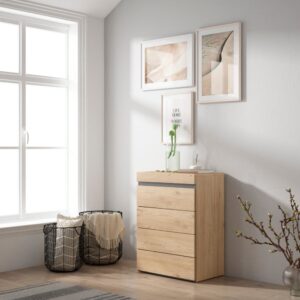 wohnli-moebel-suche-M25015392-1 Kommode Holzeffekt 57x35x75cm Eiche 57x75x35cm Spanplatte Beige Skraut home Möbel Schlafzimmermöbel Kommoden