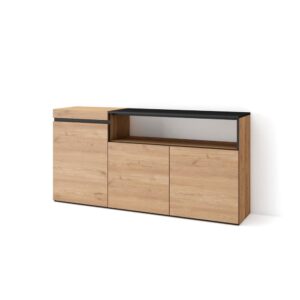 Wohnli Möbelsuche - Sideboard Holzeffekt 150x35x75cm Eiche und Schwarz