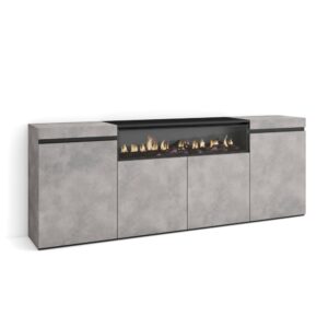 wohnli-moebel-suche-M25015406 Wohnli Möbelsuche - Sideboard Holzeffekt Kamin mit Feuereffekt 200x35x75cm Zement