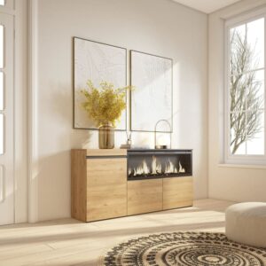 158x75x35cm Spanplatte Beige Skraut home Möbel Esszimmermöbel Sideboards, Highboards & niedrige Anrichten