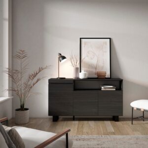 150x87x35cm Spanplatte Schwarz Skraut home Möbel Esszimmermöbel Sideboards, Highboards & niedrige Anrichten