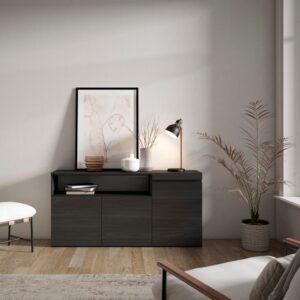 150x75x35cm Spanplatte Schwarz Skraut home Möbel Esszimmermöbel Sideboards, Highboards & niedrige Anrichten