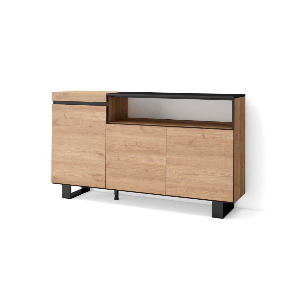 Wohnli Möbelsuche - Sideboard Holzeffekt mit Beinen 150x35x87cm Eiche und Schwarz