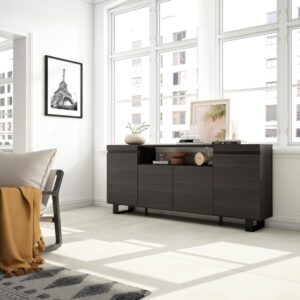 wohnli-moebel-suche-M25015438-1 Sideboard Holzeffekt mit Beinen 200x35x87cm Schwarz 200x87x35cm Spanplatte Schwarz Skraut home Möbel Esszimmermöbel Sideboards, Highboards & niedrige Anrichten