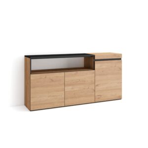 wohnli-moebel-suche-M25015443 Wohnli Möbelsuche - Sideboard Holzeffekt 150x35x75cm Eiche und Schwarz