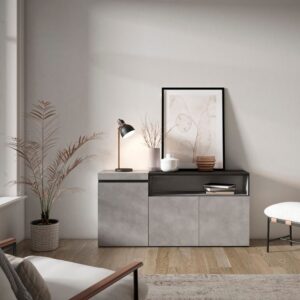 wohnli-moebel-suche-M25015454-1 Sideboard Holzeffekt 150x35x75cm Zement 150x75x35cm Spanplatte Grau Skraut home Möbel Esszimmermöbel Sideboards, Highboards & niedrige Anrichten