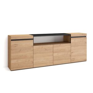 Wohnli Möbelsuche - Sideboard Holzeffekt 200x35x75cm Eiche und Schwarz