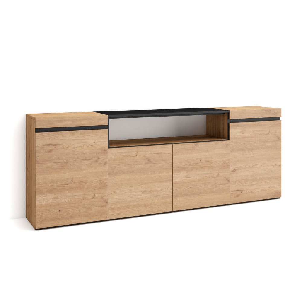 wohnli-moebel-suche-M25015457 Wohnli Möbelsuche - Sideboard Holzeffekt 200x35x75cm Eiche und Schwarz