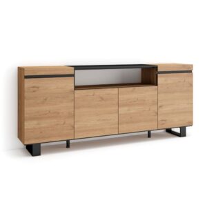 Wohnli Möbelsuche - Sideboard Holzeffekt mit Beinen 200x35x87cm Eiche und Schwarz