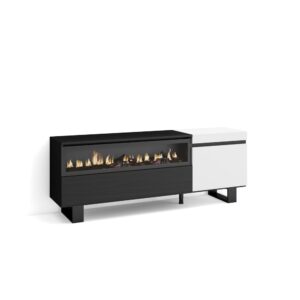 wohnli-moebel-suche-M25015492 Wohnli Möbelsuche - TV-Möbel Holzeffekt Kamin mit Feuereffekt 150x35x57cm Weiß und Schwarz
