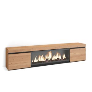 wohnli-moebel-suche-M25015501 Wohnli Möbelsuche - TV-Möbel Holzeffekt Kamin mit Feuereffekt XXL 208x35x45cm Eiche