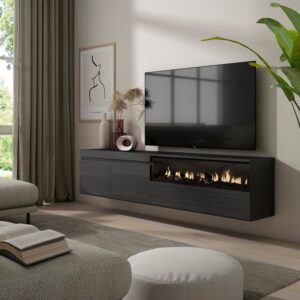 200x45x35cm Spanplatte Schwarz Skraut home Möbel Wohnzimmermöbel TV-Möbel