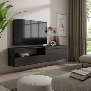 200x45x35cm Spanplatte Schwarz Skraut home Möbel Wohnzimmermöbel TV-Möbel