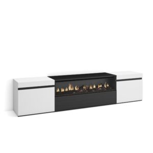wohnli-moebel-suche-M25015573 Wohnli Möbelsuche - TV-Möbel Holzeffekt Kamin mit Feuereffekt 200x35x45cm Weiß und Schwarz