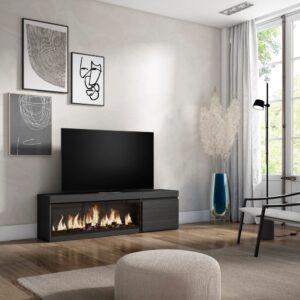 158x45x35cm Spanplatte Schwarz Skraut home Möbel Wohnzimmermöbel TV-Möbel