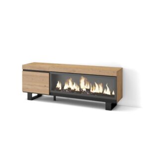 Wohnli Möbelsuche - TV-Möbel Holzeffekt Kamin mit Feuereffekt XXL 158x35x57cm Eiche