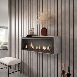 wohnli-moebel-suche-M25015810-1 ElektroKamin LED Holzeffekt Kamin mit Feuereffekt XXL 107x25x38 Zement 107x38x25cm Spanplatte Grau Skraut home Möbel Wohnzimmermöbel Regale