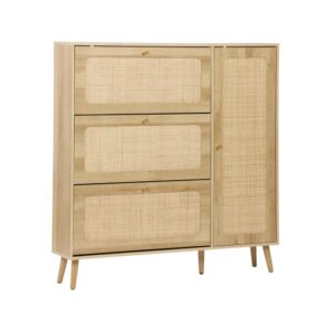 wohnli-moebel-suche-M25016634 Wohnli Möbelsuche - Schuhschrank mit Rattan-Geflecht und 3 Klapptüren naturfarben B 120 cm