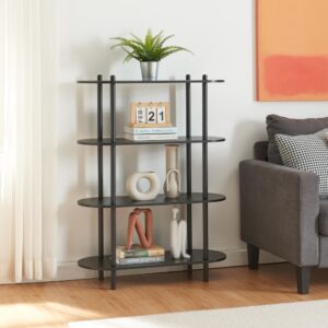 80x108x30cm Metall Schwarz en casa Möbel Wohnzimmermöbel Bücherregale