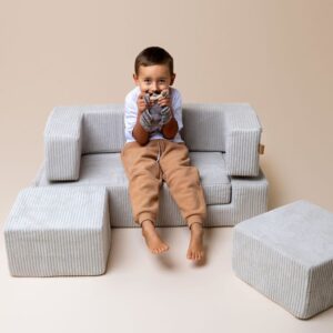 wohnli-moebel-suche-M25017616-1 Kinder-Cube-Sofa 96 cm Cord Braun 4 Stk 96x40x50cm PES - Polyester Braun MeowBaby Sofas und Sessel Sofas Modulare Sofas