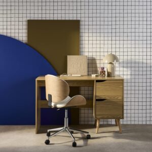 wohnli-moebel-suche-M25017661-1 Büro mit 2 Schubladen und Eschenholzdekor 120x75x48cm Spanplatte Braun sweeek Möbel Büromöbel Schreibtische