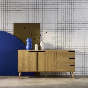 wohnli-moebel-suche-M25017682-1 Skandinavische Anrichte mit Eschenholzdekor 160x80x40cm Spanplatte Braun sweeek Möbel Esszimmermöbel Sideboards, Highboards & niedrige Anrichten